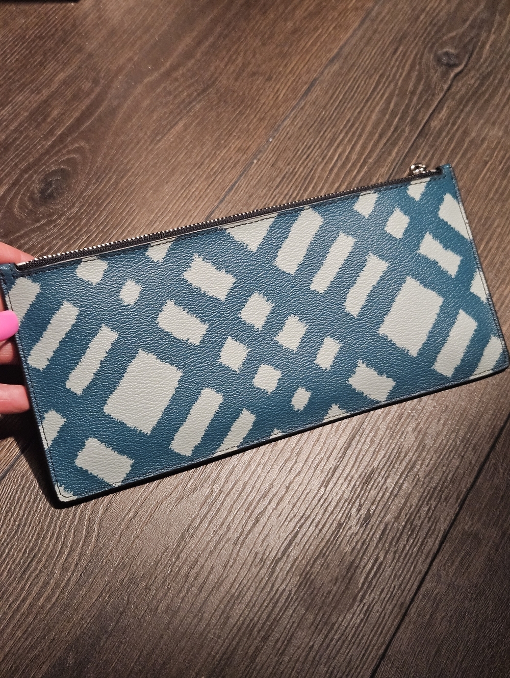 NWOT Coach Blue Geometric Zip Clutch Pouch - Picture 2 of 9